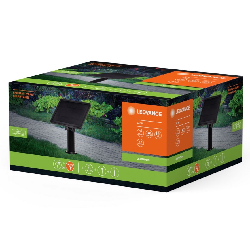 Ledvance - Panel solar híbrido ENDURA 24W/12V 2000 mAh IP67