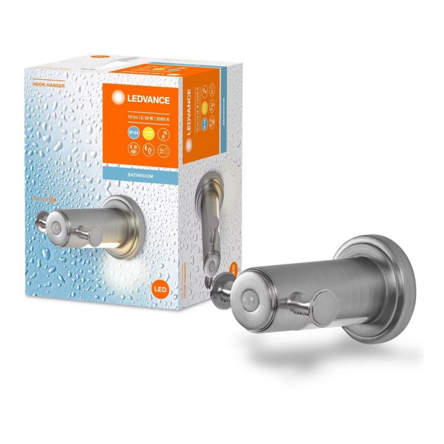 Ledvance - Percha de pared para cuarto de baño con retroiluminación LED IP44 3xAAA