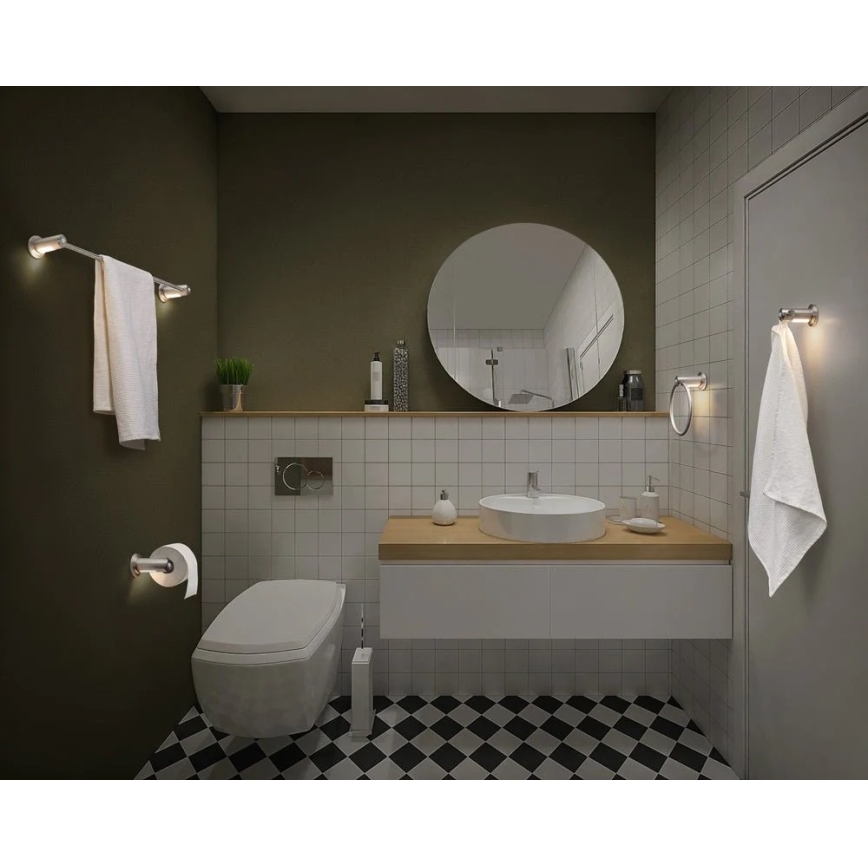 Ledvance - Percha de pared para cuarto de baño con retroiluminación LED IP44 3xAAA