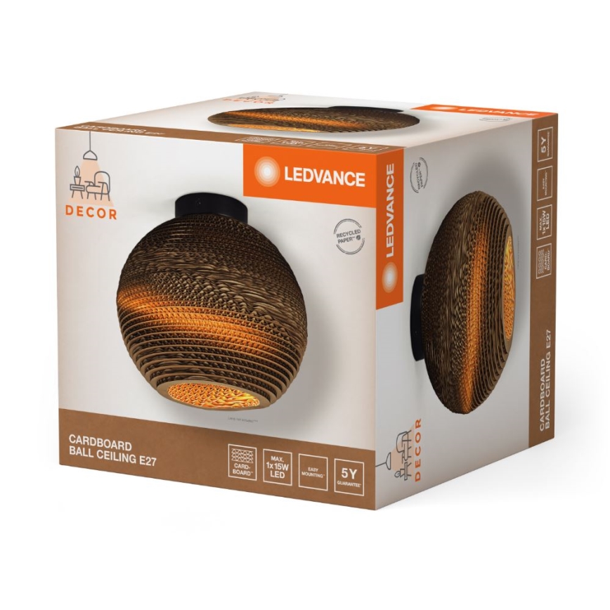 Ledvance - Plafón DECOR CARDBOARD 1xE27/15W/230V diá. 26 cm