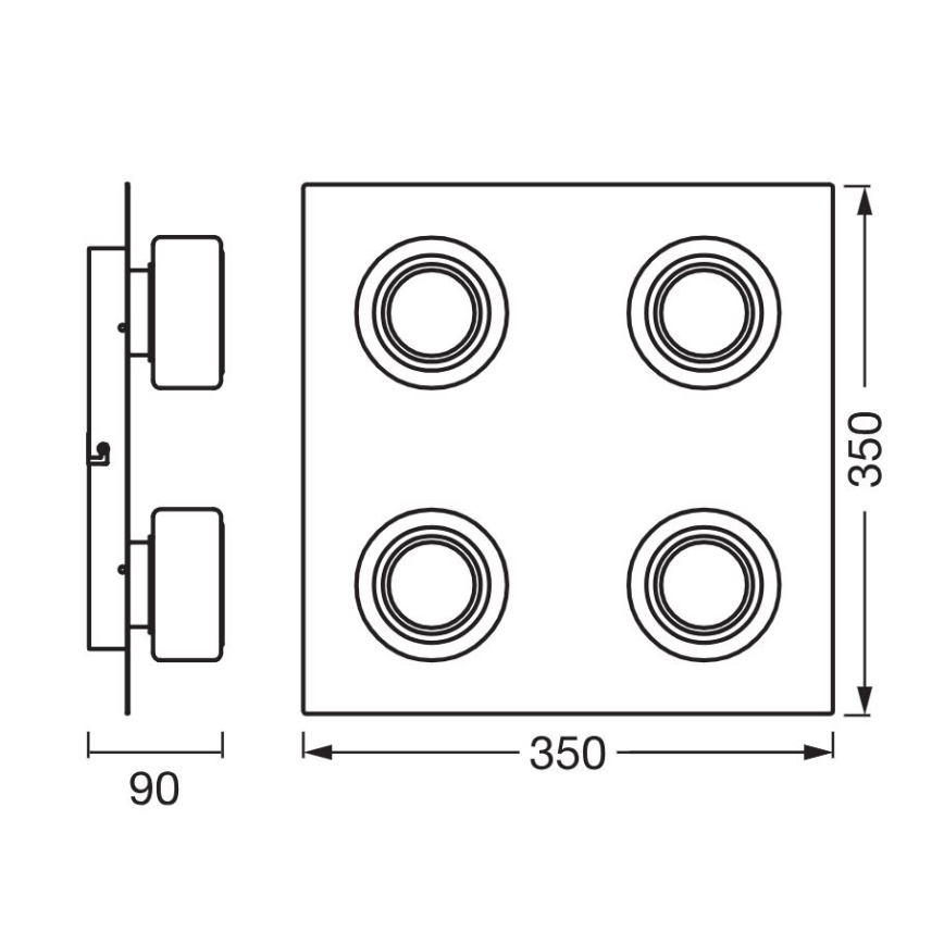 Ledvance - Plafón LED de baño ORBIS FLAME 4xLED/5,5W/230V 3000/4000K IP44 negro