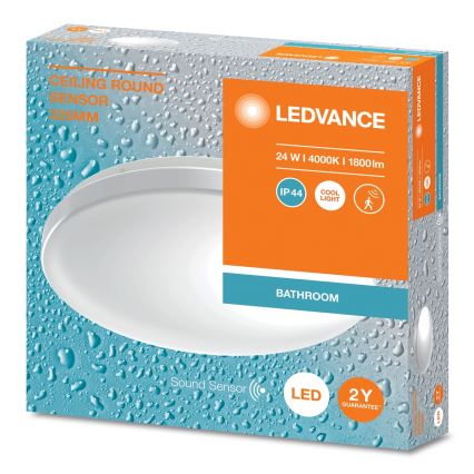 Ledvance - Luminaria LED de techo para baño con sensor crepuscular REDONDA LED/24W/230V IP44