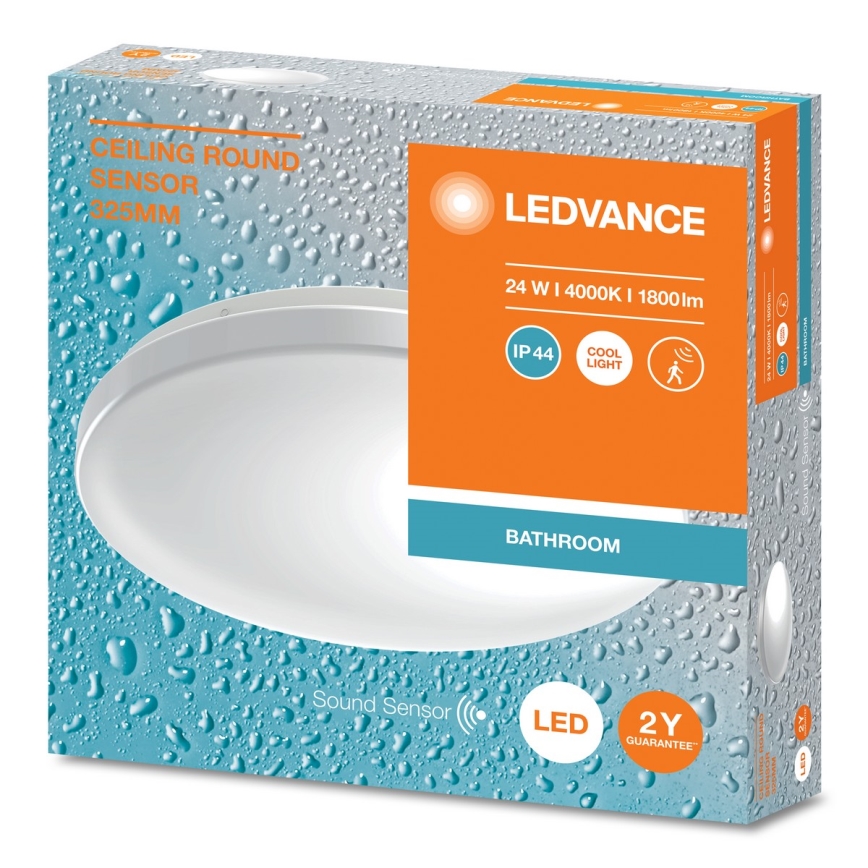 Ledvance - Luminaria LED de techo para baño con sensor crepuscular REDONDA LED/24W/230V IP44