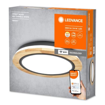 Ledvance - Plafón LED regulable SMART+ ORBIS WOOD LED/24W/230V 2700-6500K roble Wi-Fi