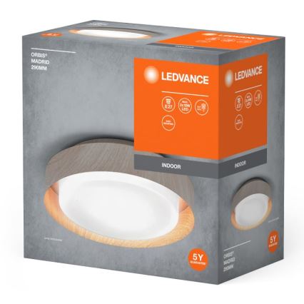 Ledvance - Plafón ORBIS MADRID 2xE27/10W/230V madera