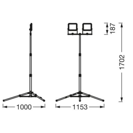 Ledvance - Proyector LED de exterior con soporte WORKLIGHT TRIPOD 2xLED/20W/230V 6500K IP65