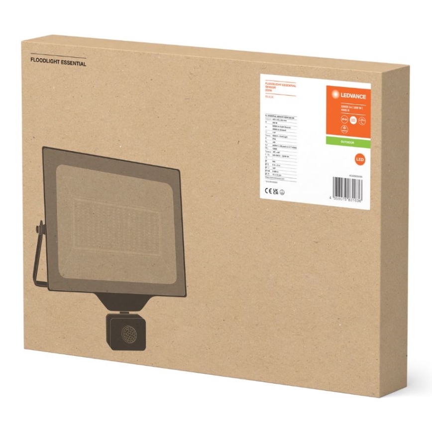 Ledvance - Proyector LED de pared exterior con sensor FLOODLIGHT ESSENTIAL LED/200W/230V IP44