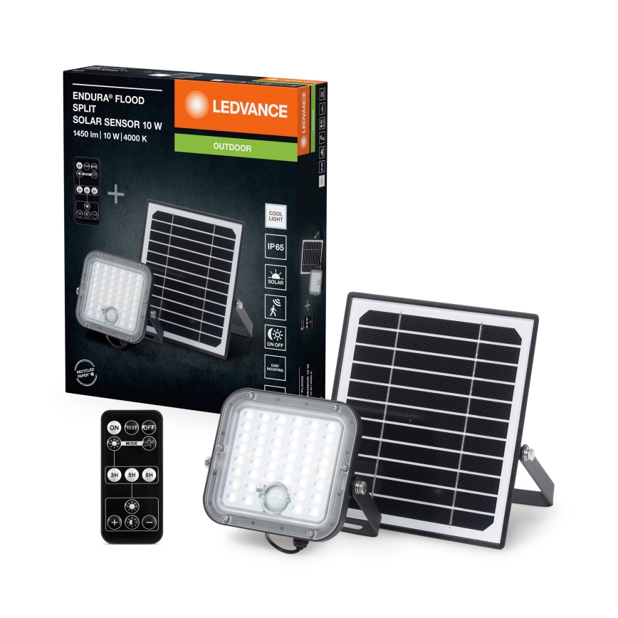 Ledvance - LED Proyector solar regulable con sensor de movimiento y crepuscular FLOOD SPLIT LED/10W/3,2V 5000 mAh IP65 + control remoto