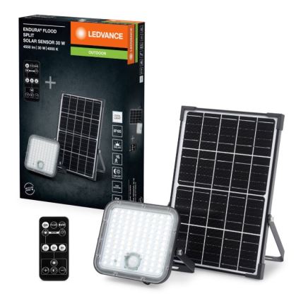 Ledvance - LED Proyector solar regulable con sensor FLOOD SPLIT LED/30W/6,4V 5000 mAh IP65 + control remoto