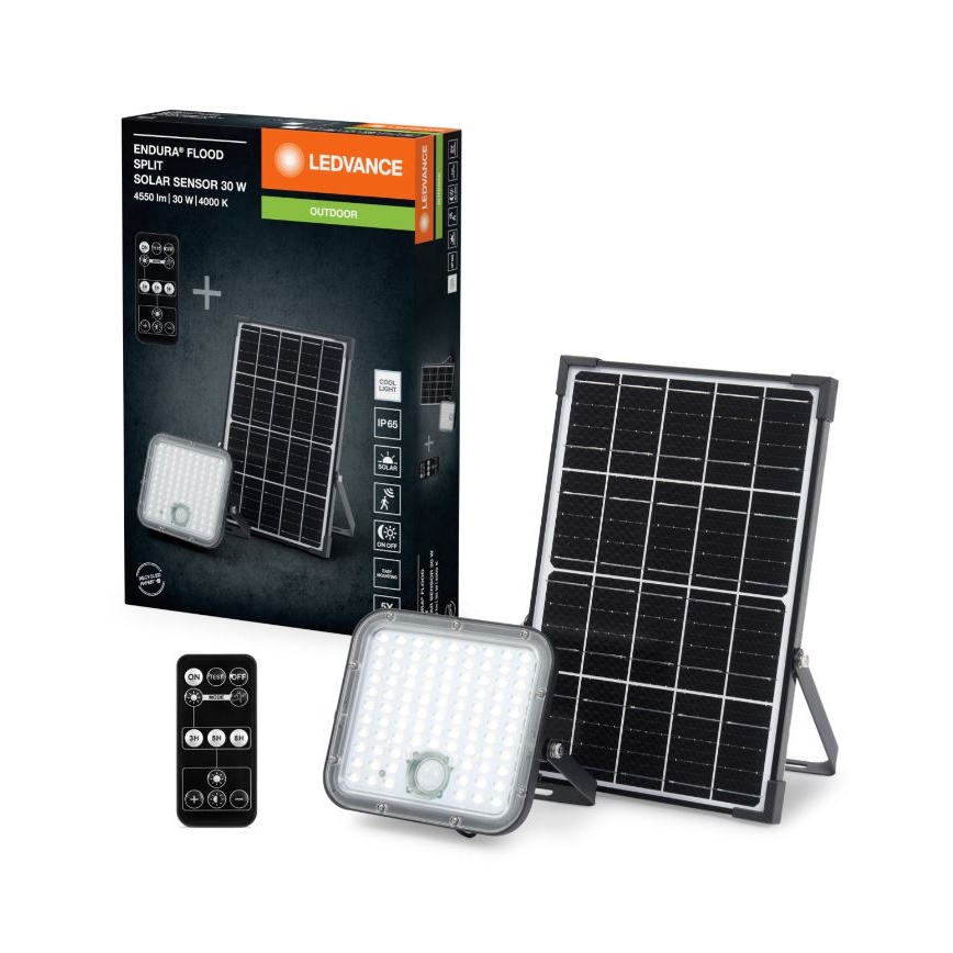 Ledvance - LED Proyector solar regulable con sensor FLOOD SPLIT LED/30W/6,4V 5000 mAh IP65 + control remoto