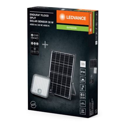 Ledvance - LED Proyector solar regulable con sensor FLOOD SPLIT LED/30W/6,4V 5000 mAh IP65 + control remoto
