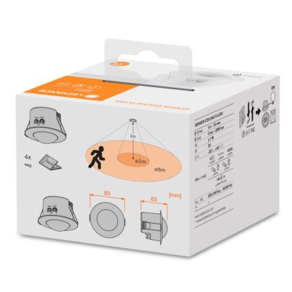 Ledvance - Sensor de movimiento infrarrojo empotrable FLUSH 230V blanco