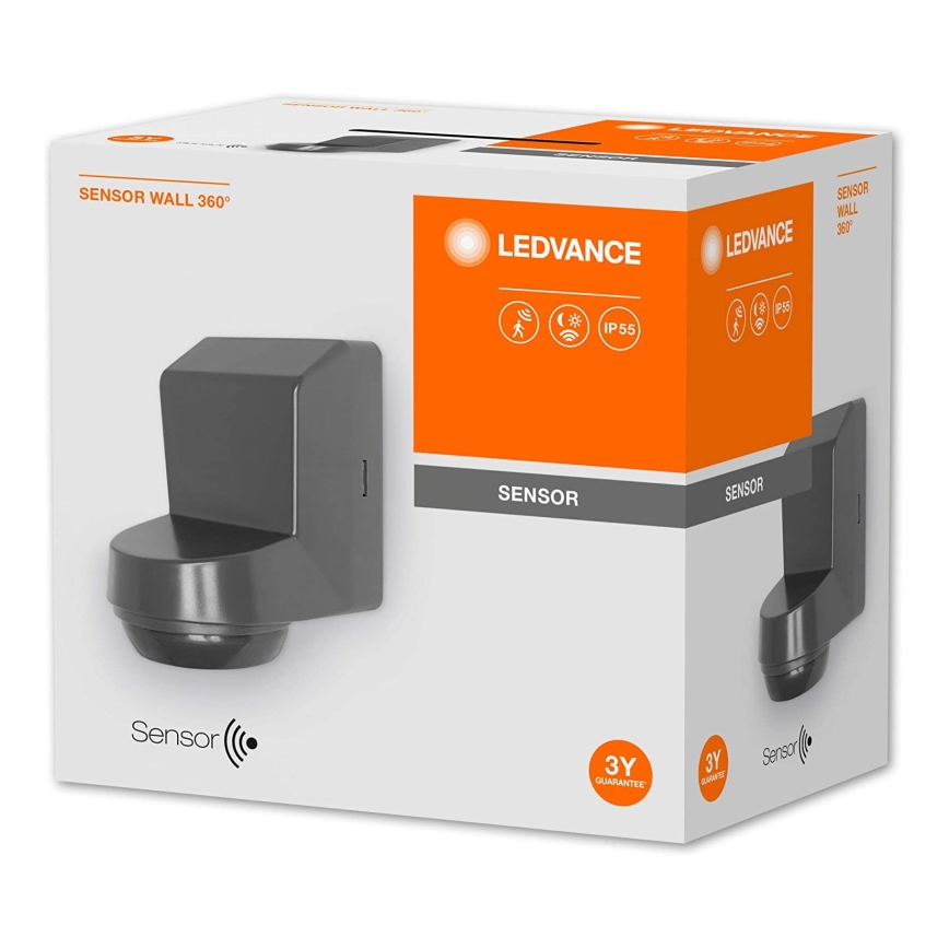 Ledvance - Sensor de movimiento por infrarrojos para exteriores 230V IP55 antracita