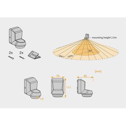 Ledvance - Sensor de movimiento por infrarrojos para exteriores 230V IP55 antracita