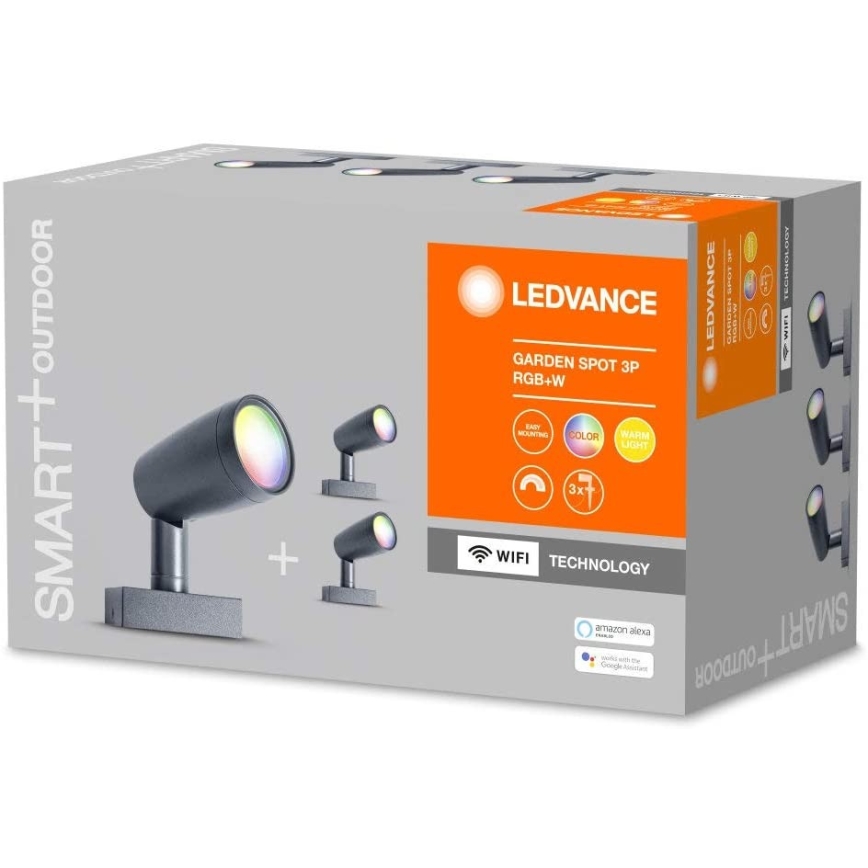 Ledvance - SET 3x LED RGBW Lámpara de exterior SMART + SPOT 3xLED/4,5W/230V IP65 Wi-Fi
