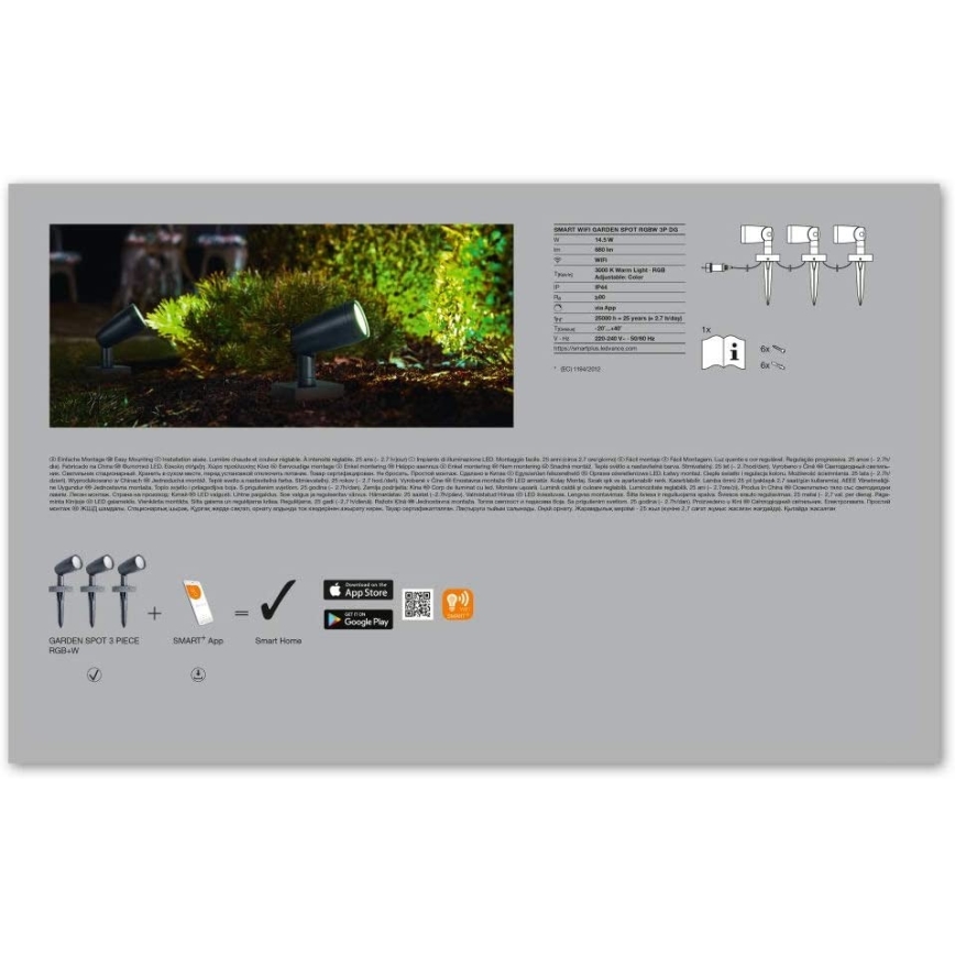 Ledvance - SET 3x LED RGBW Lámpara de exterior SMART + SPOT 3xLED/4,5W/230V IP65 Wi-Fi