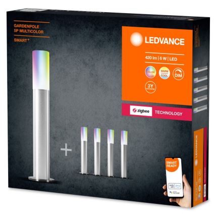 Ledvance - SET 5x LED RGBW Lámpara de exterior regulable SMART+ GARDENPOLE LED/6W/230V IP44