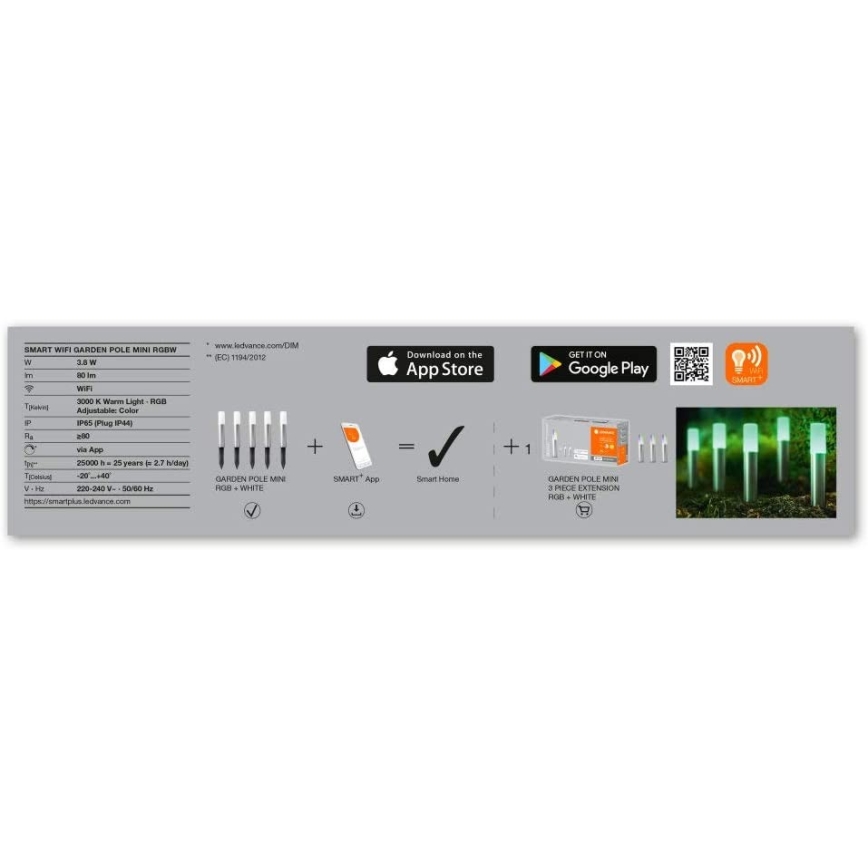 Ledvance - SET 5x LED RGBW Lámpara de exterior SMART+ GARDEN POLE 5xLED/5,7W/230V IP65 Wi-Fi