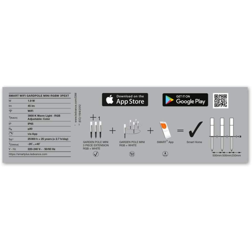 Ledvance - SET de extensión 3x LED RGBW Lámpara de exterior SMART 3xLED/1,9W/230V Wi-Fi