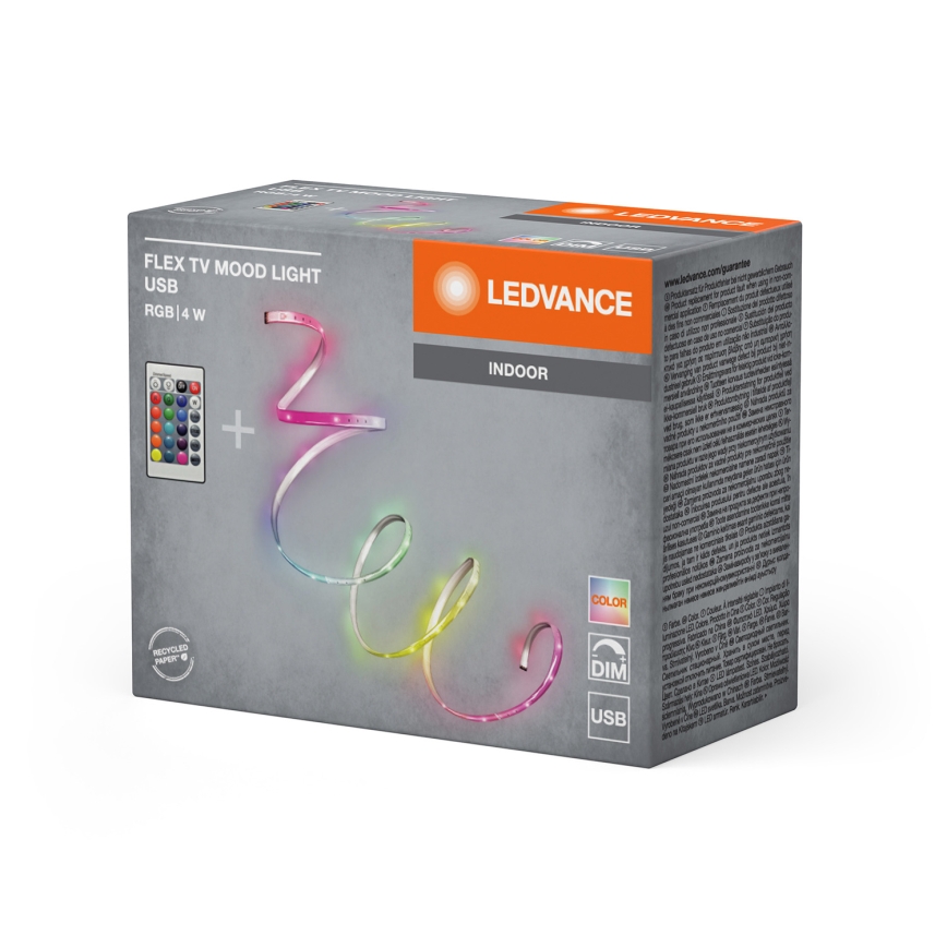 Ledvance - Tira LED RGB regulable FLEX TV MOOD 1m LED/4W/5V + mando a distancia