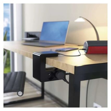 Legrand 050412 - Cable de extensión con interruptor para tablero de mesa 4Z Tipo E + 2x USB-A 1,5m negro