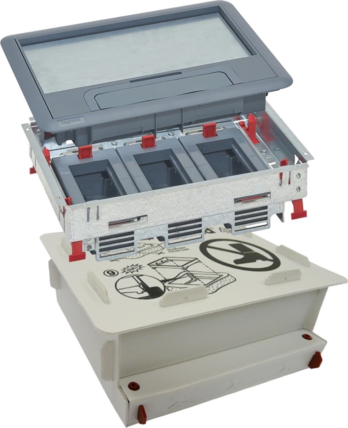 LEGRAND - Caja de suelo para concreto 12 módulos (6 dispositivos 45x45)