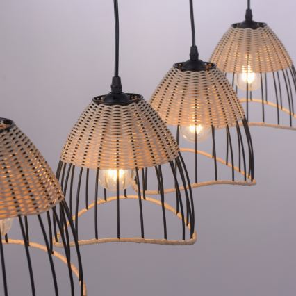 Leuchten Direkt 11156-79 - Lámpara colgante REED 4xE27/60W/230V Eucalyptus