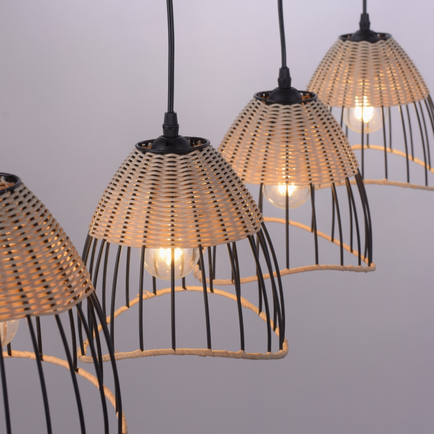 Leuchten Direkt 11156-79 - Lámpara colgante REED 4xE27/60W/230V Eucalyptus