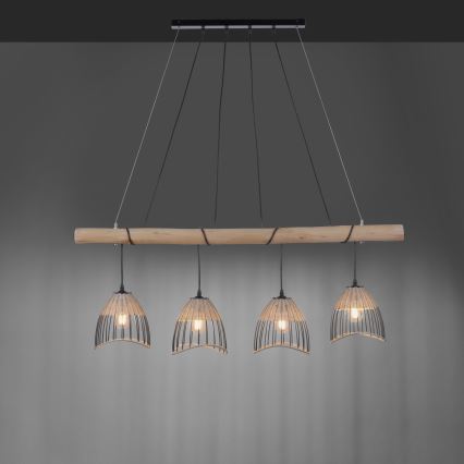 Leuchten Direkt 11156-79 - Lámpara colgante REED 4xE27/60W/230V Eucalyptus