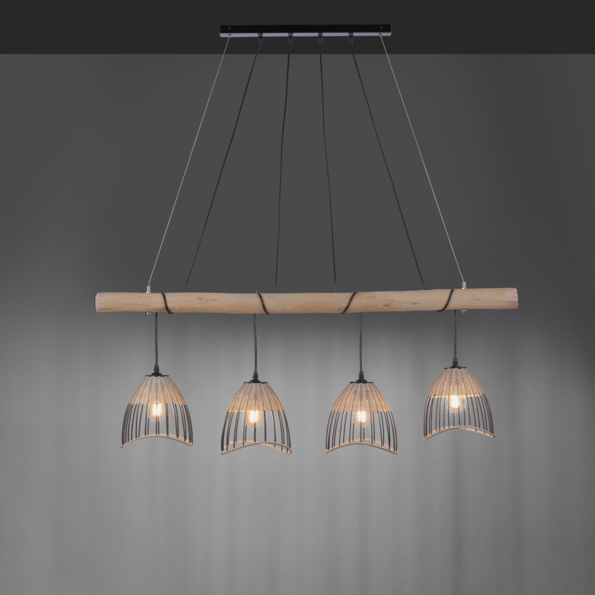 Leuchten Direkt 11156-79 - Lámpara colgante REED 4xE27/60W/230V Eucalyptus