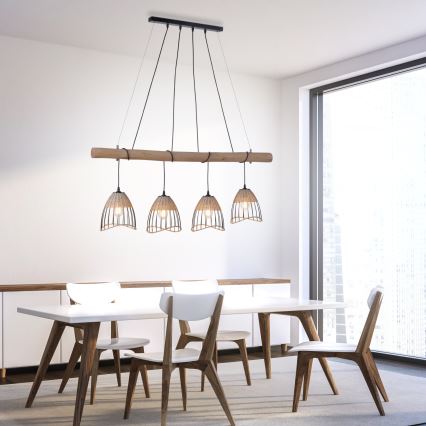 Leuchten Direkt 11156-79 - Lámpara colgante REED 4xE27/60W/230V Eucalyptus