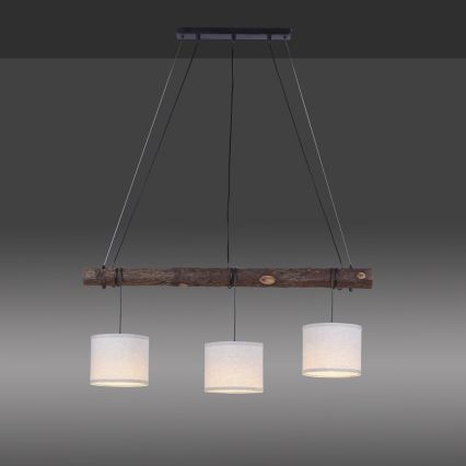Leuchten Direkt 11238-79 - Lámpara colgante BARK 3xE27/40W/230V madera