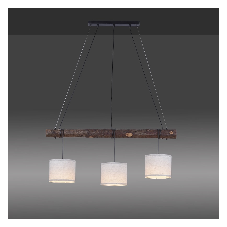 Leuchten Direkt 11238-79 - Lámpara colgante BARK 3xE27/40W/230V madera