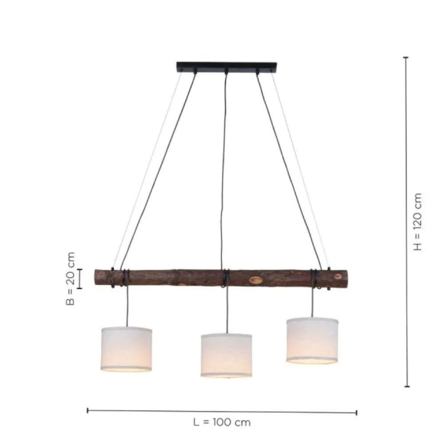 Leuchten Direkt 11238-79 - Lámpara colgante BARK 3xE27/40W/230V madera