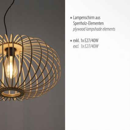 Leuchten Direkt 11409-79 - Lámpara colgante RACOON 1xE27/40W/230V bambú