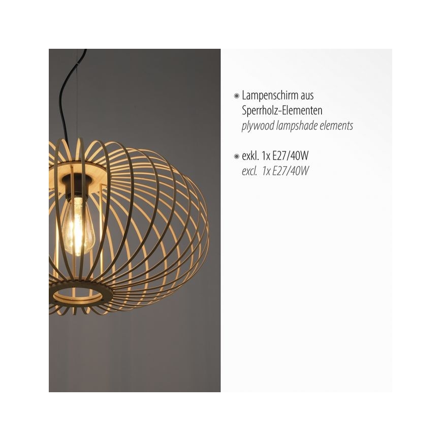 Leuchten Direkt 11409-79 - Lámpara colgante RACOON 1xE27/40W/230V bambú