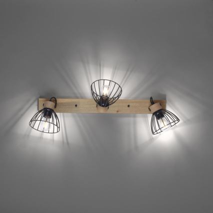 Leuchten Direkt 11418-18 - Foco LAMI 3xE27/25W/230V acacia/metal