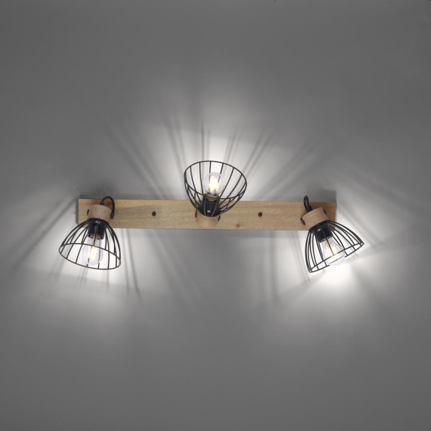 Leuchten Direkt 11418-18 - Foco LAMI 3xE27/25W/230V acacia/metal
