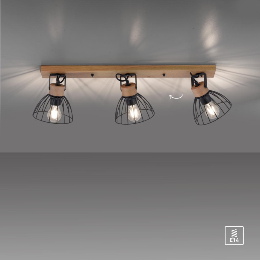 Leuchten Direkt 11418-18 - Foco LAMI 3xE27/25W/230V acacia/metal