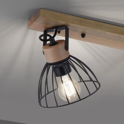 Leuchten Direkt 11418-18 - Foco LAMI 3xE27/25W/230V acacia/metal