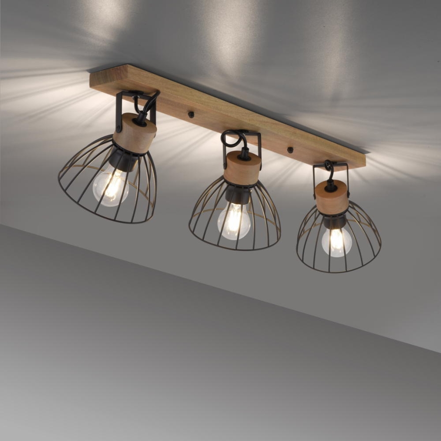 Leuchten Direkt 11418-18 - Foco LAMI 3xE27/25W/230V acacia/metal