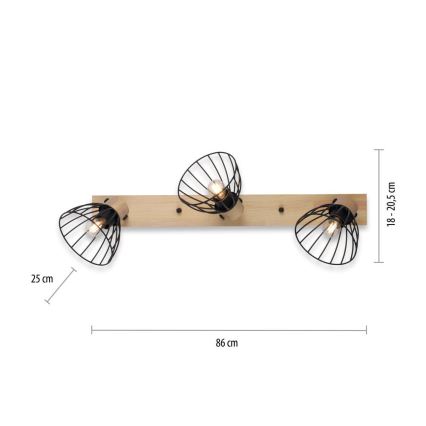 Leuchten Direkt 11418-18 - Foco LAMI 3xE27/25W/230V acacia/metal