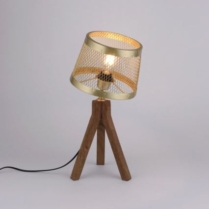 Leuchten Direkt 11423-60 - Lámpara de mesa FREDERIK 1xE27/60W/230V mango árbol