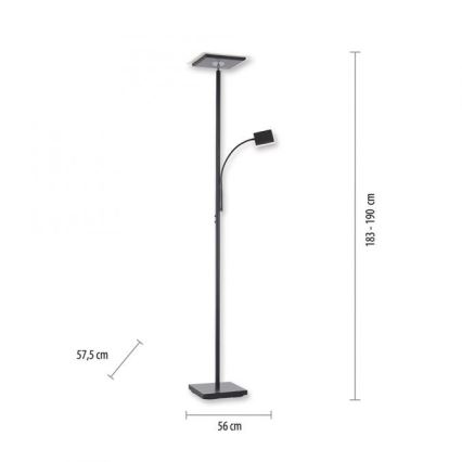 Leuchten Direkt 11710-18 - Lámpara de pie LED regulable HANS LED/21,5W/230V + LED/4W