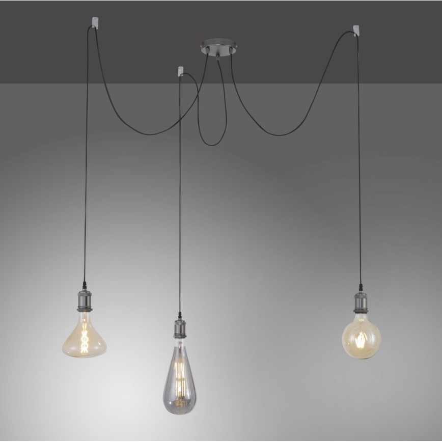 Leuchten Direkt 13571-18 - Lámpara colgante DIY 3xE27/60W/230V araña negro
