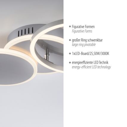 Leuchten Direkt 14116-55 - Plafón LED SEVENT LED/25,5W/230V cromo mate
