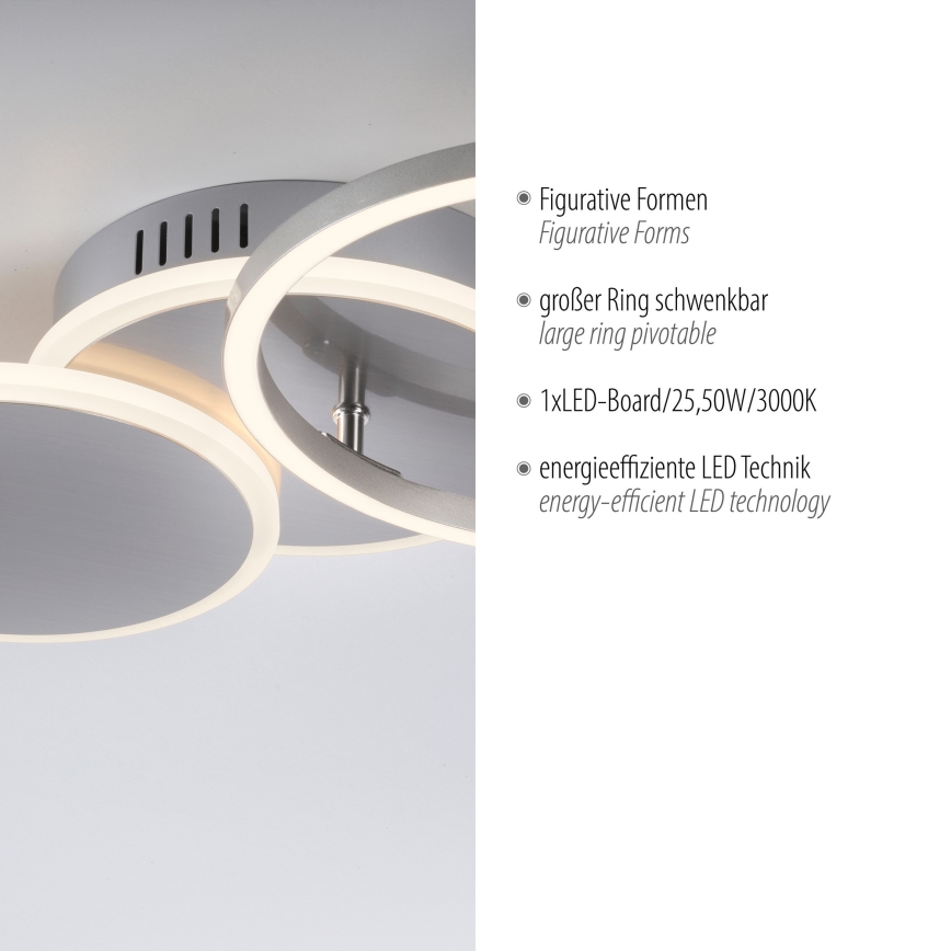 Leuchten Direkt 14116-55 - Plafón LED SEVENT LED/25,5W/230V cromo mate