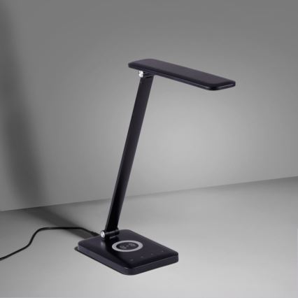 Leuchten Direkt 14415-16 - Lámpara LED de sobremesa regulable con cargador inalámbrico FLORENTINA LED/5W/230V 3000-5000K negro + USB