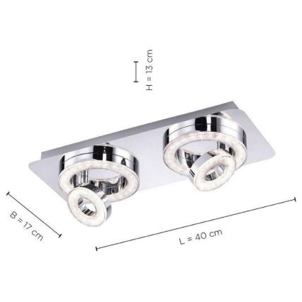 Leuchten Direkt 14521-17 - Plafón LED TIM 2xLED/2,8W/230V + 2xLED/3,1W
