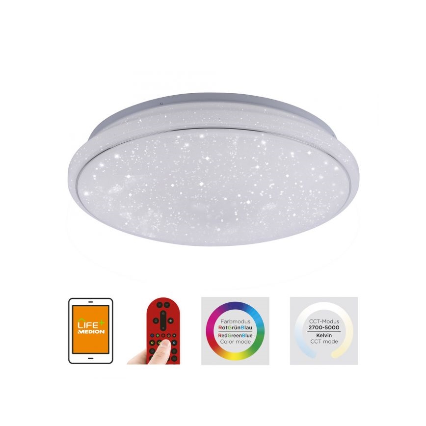 Leuchten Direkt 14743-16 - Plafón LED RGB regulable JUPI LED/28W/230V Tuya 2700-5000K + mando a distancia